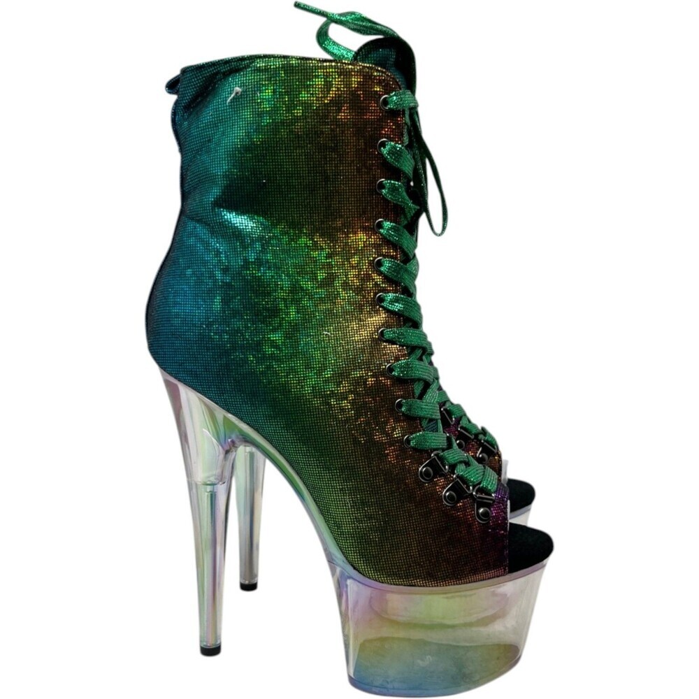 Ellie Boots Women's Size 8 709-AMY Multicolor Clear Platform Exotic Clubwear Y2K